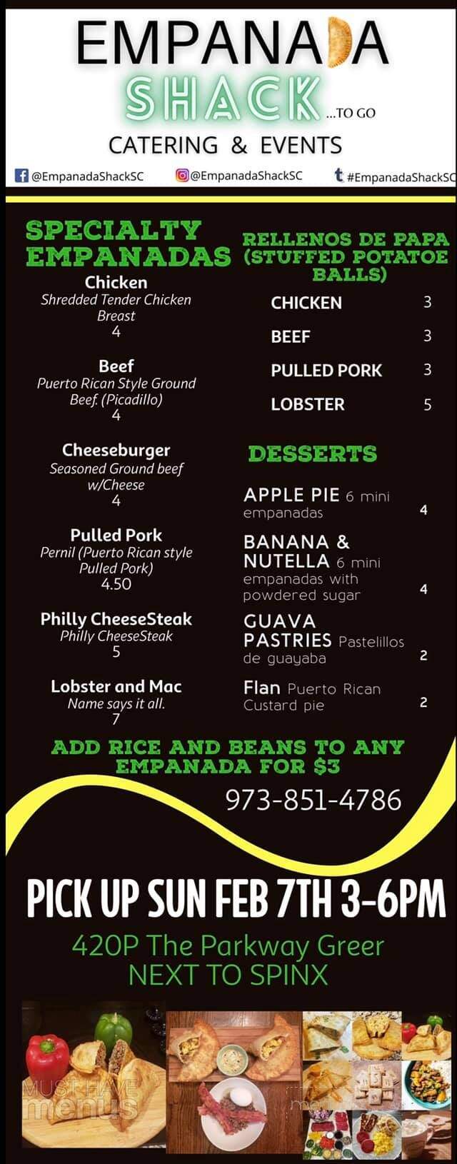 Empanada Shack - Woodruff, SC menu_pic