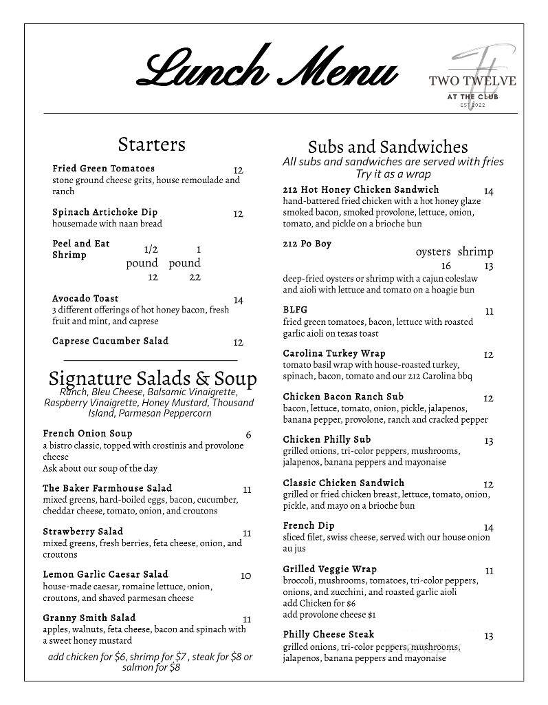Two Twelve Market - Maysville, KY menu_pic