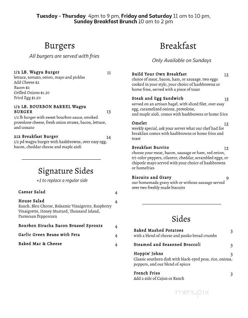 Two Twelve Market - Maysville, KY menu_pic