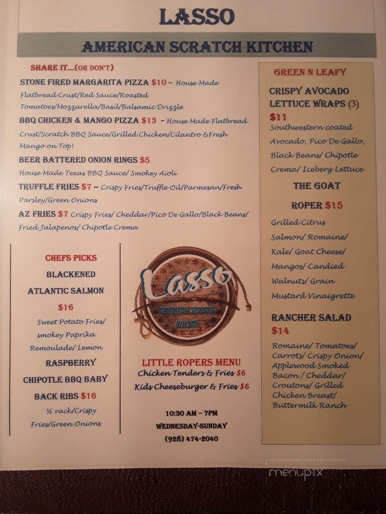 Lasso American Scratch Kitchen - Payson, AZ menu_pic