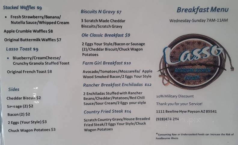 Lasso American Scratch Kitchen - Payson, AZ menu_pic