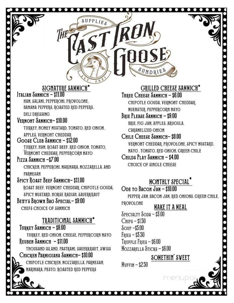 The Cast Iron Goose - Edgewood, NM menu_pic