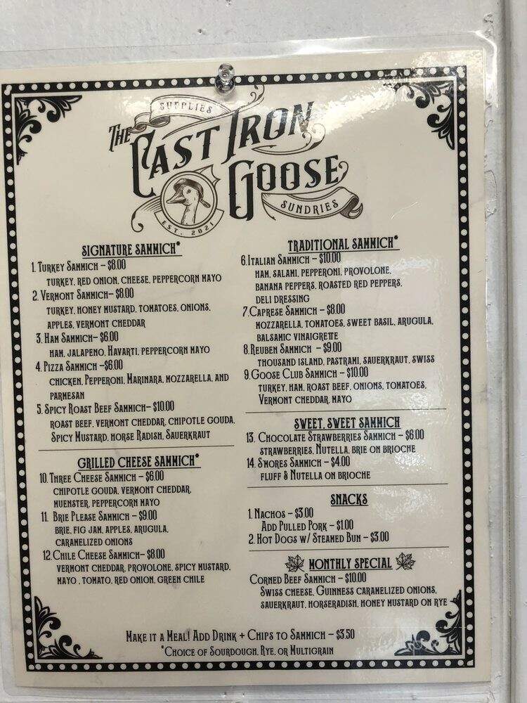 The Cast Iron Goose - Edgewood, NM menu_pic