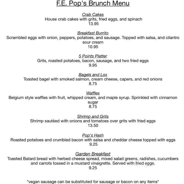 FE Pops - Florence, SC menu_pic