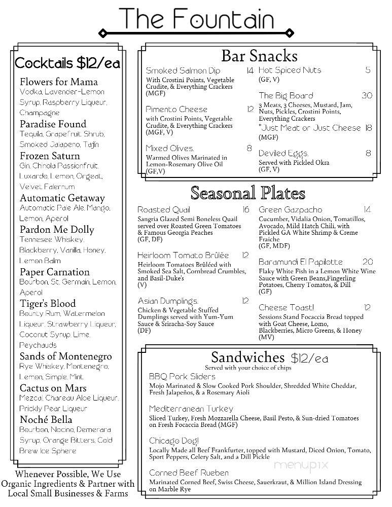 The Fountain - Acworth, GA menu_pic