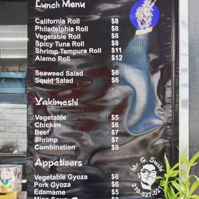 Mr. G. Sushi - San Antonio, TX menu_pic