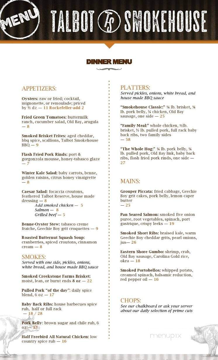 St. Michaels Harbour Inn & Marina - Saint Michaels, MD menu_pic