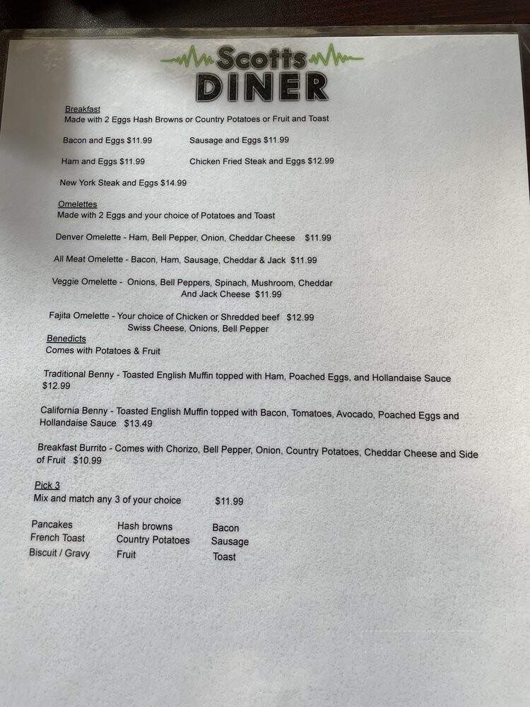 Scotts Diner - Merced, CA menu_pic