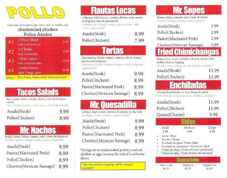 Mr Pollo - Lakeland, FL menu_pic