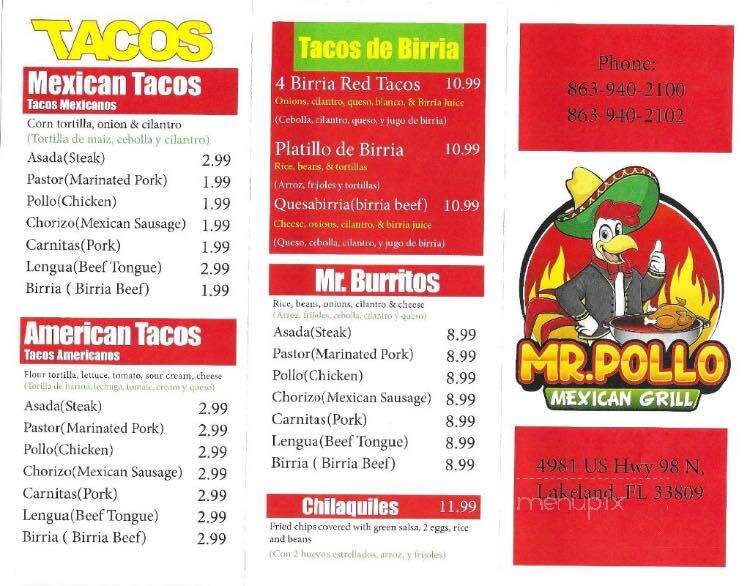 Mr Pollo - Lakeland, FL menu_pic