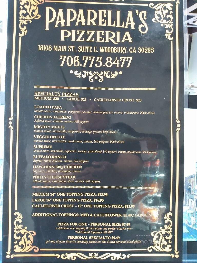 Paparella's Pizzeria - Woodbury, GA menu_pic