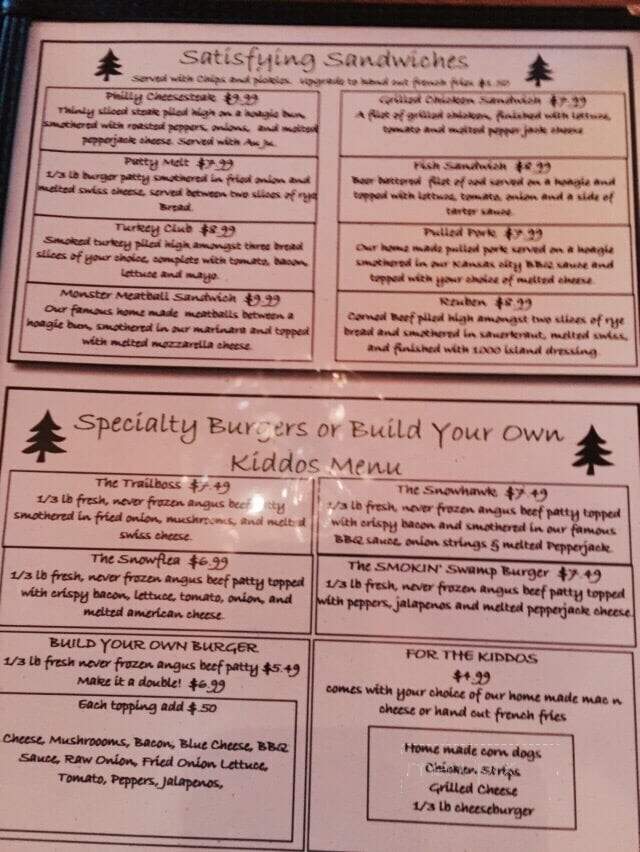 Tamarack Tap - Lake Tomahawk, WI menu_pic