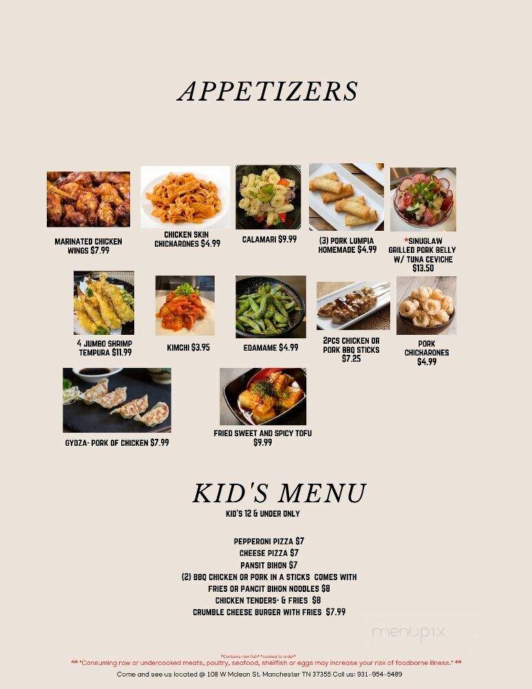 Kubo Grill - Manchester, TN menu_pic