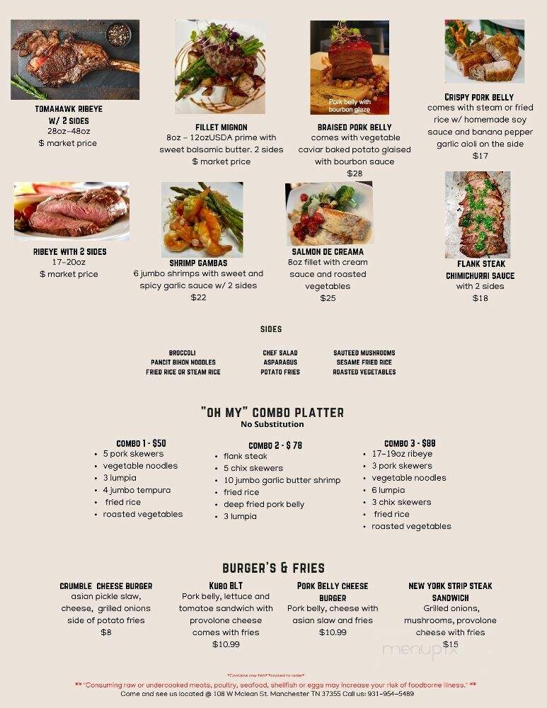 Kubo Grill - Manchester, TN menu_pic