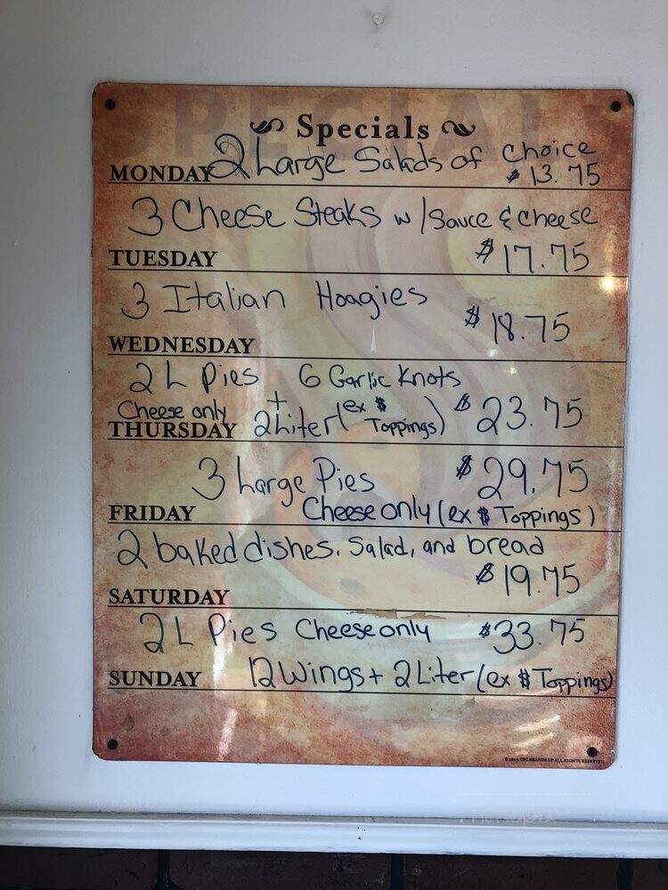 Benny's II Pizzeria - Effort, PA menu_pic