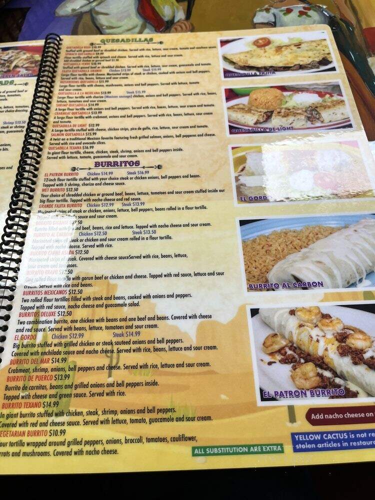 The Yellow Cactus - Louisville, KY menu_pic