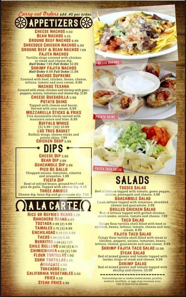 Los Tres Mexican Bar and Grill - Springfield, KY menu_pic