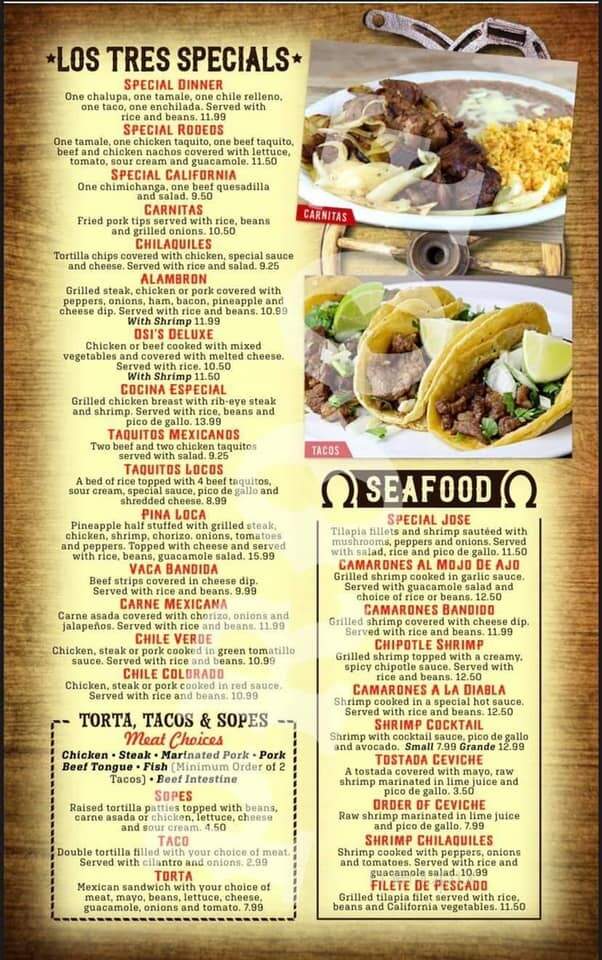 Los Tres Mexican Bar and Grill - Springfield, KY menu_pic
