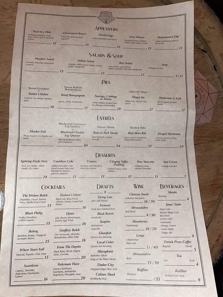 The Splintered Wand - Seattle, WA menu_pic