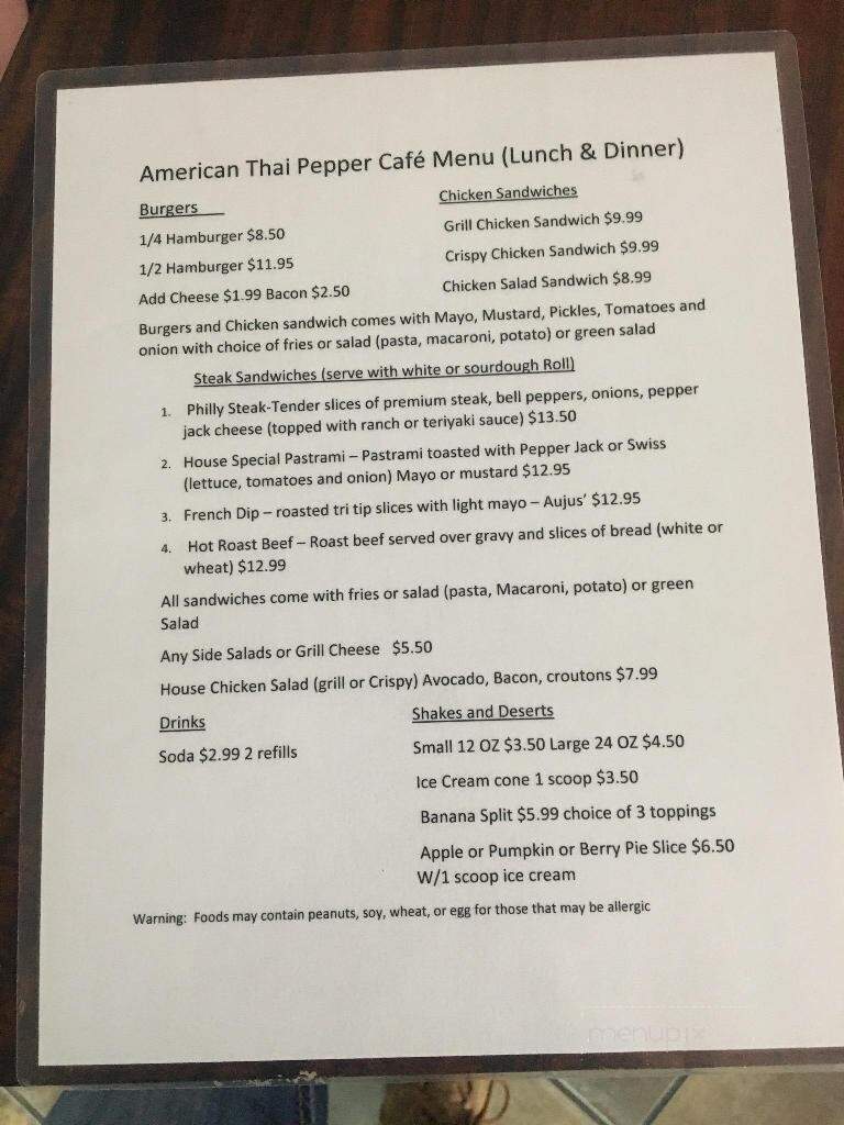 American Thai Pepper Cafe - Los Molinos, CA menu_pic