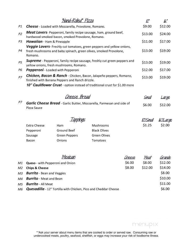Brooks Corner - Irons, MI menu_pic