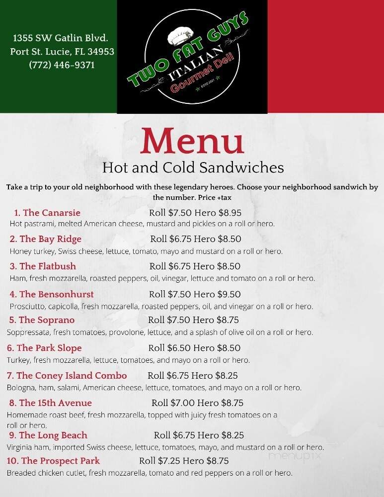 Two Fat Guys From Brooklyn - Port St. Lucie, FL menu_pic
