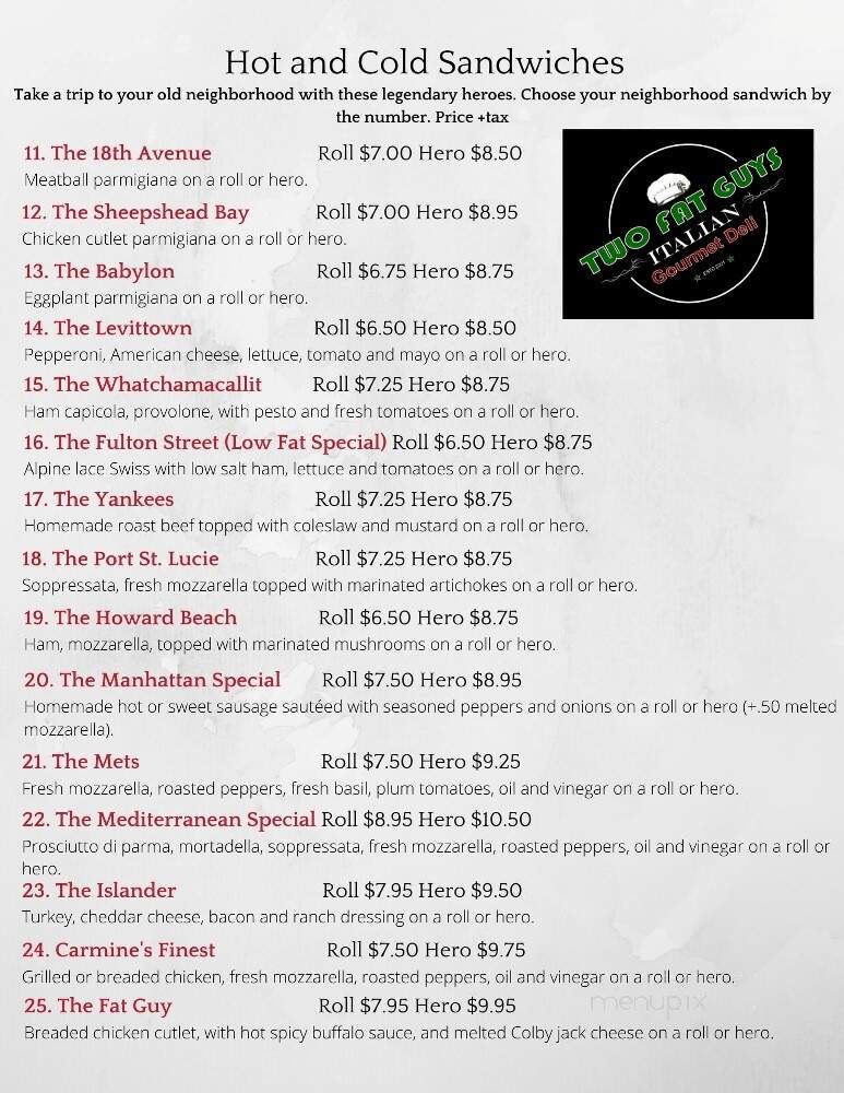 Two Fat Guys From Brooklyn - Port St. Lucie, FL menu_pic