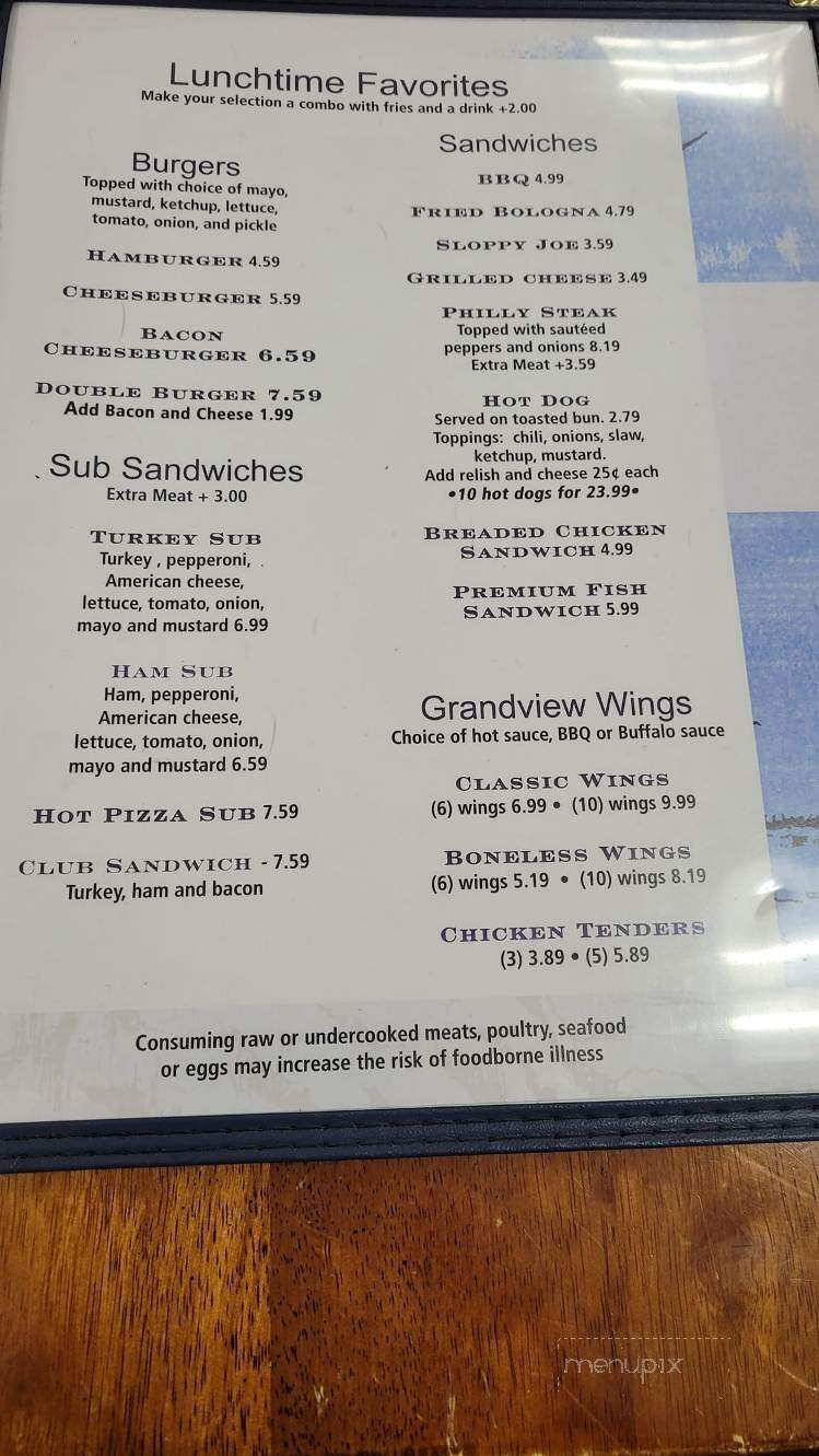 Grandview Diner - Beaver, WV menu_pic