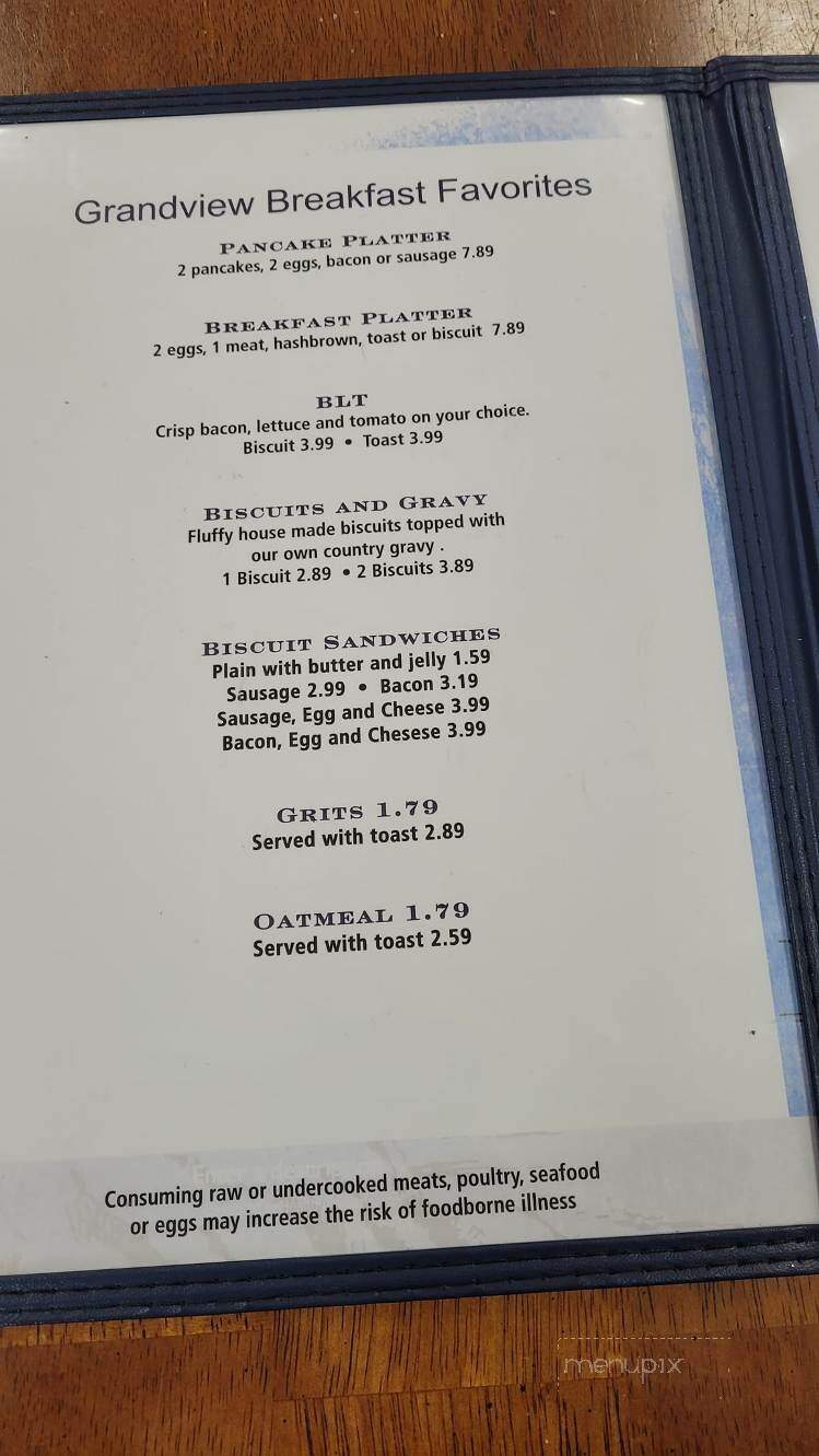 Grandview Diner - Beaver, WV menu_pic