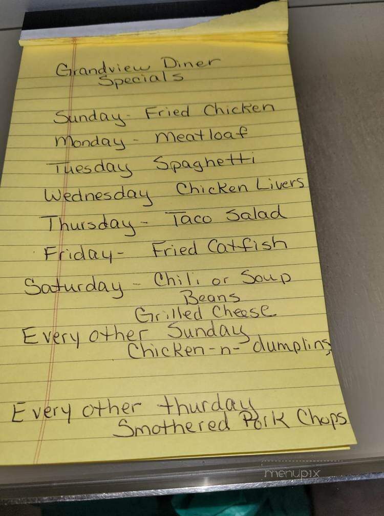 Grandview Diner - Beaver, WV menu_pic