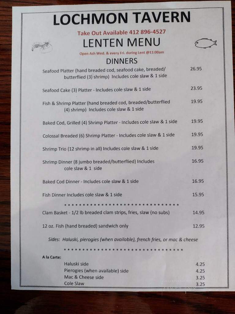 LochMon Tavern - Elizabeth, PA menu_pic