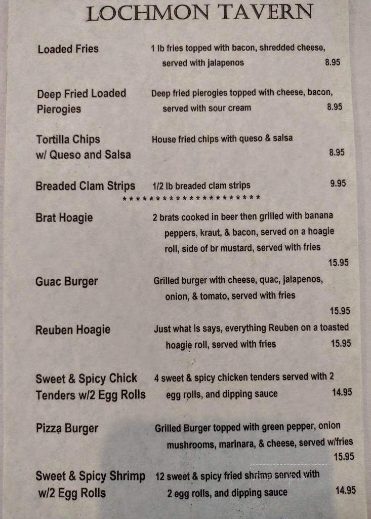 LochMon Tavern - Elizabeth, PA menu_pic