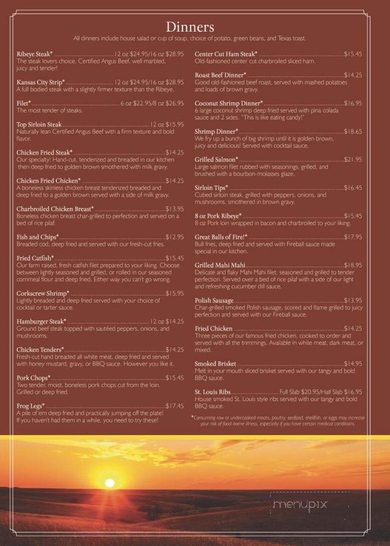 Rick's Place Bar and Grill - Fredonia, KS menu_pic