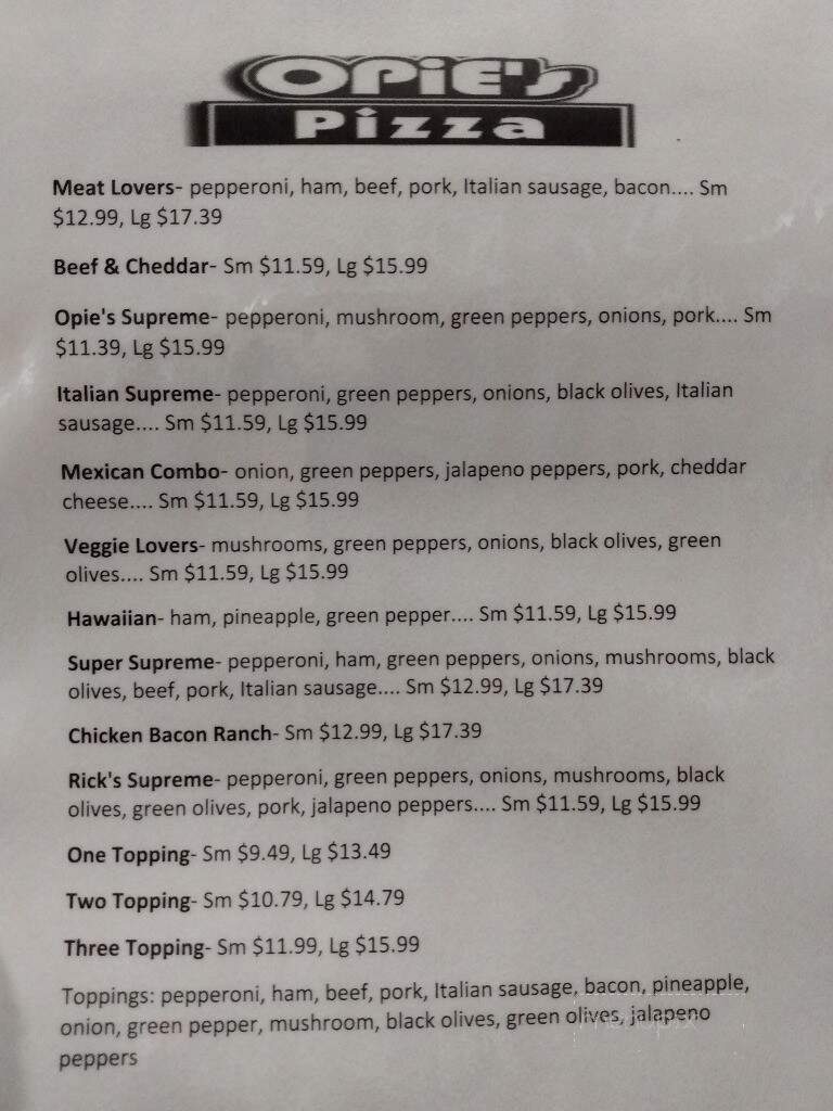Rick's Place Bar and Grill - Fredonia, KS menu_pic