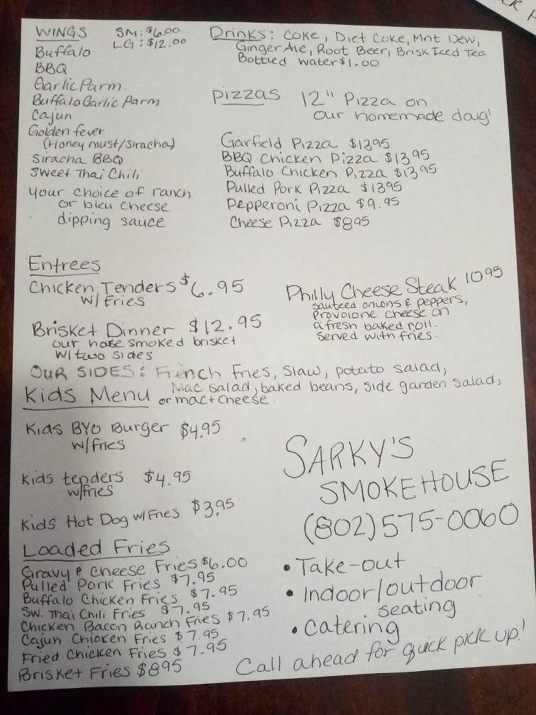 Sarky's Smokehouse - Groton, VT menu_pic
