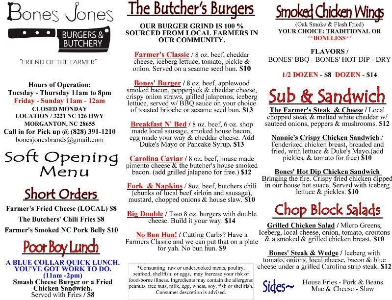 Bones Jones Burgers & Butchery - Morganton, NC