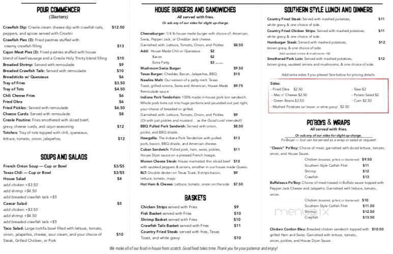Junction House - Monon, IN menu_pic