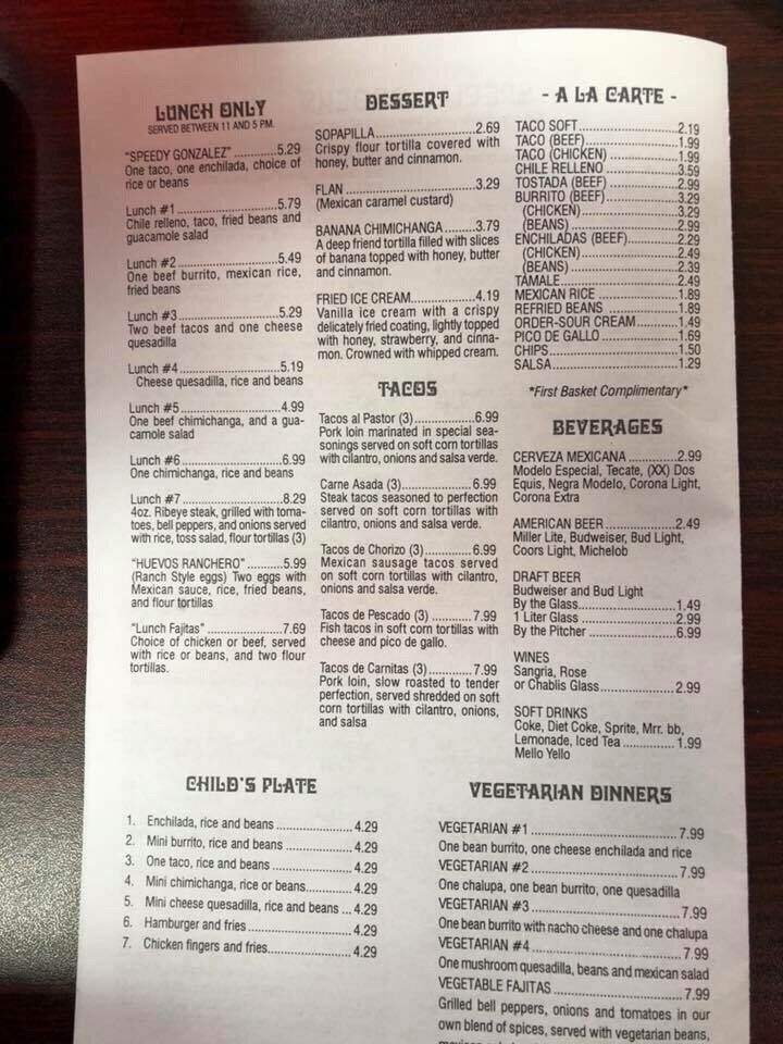 Los 3 Mariachis - Folkston, GA menu_pic