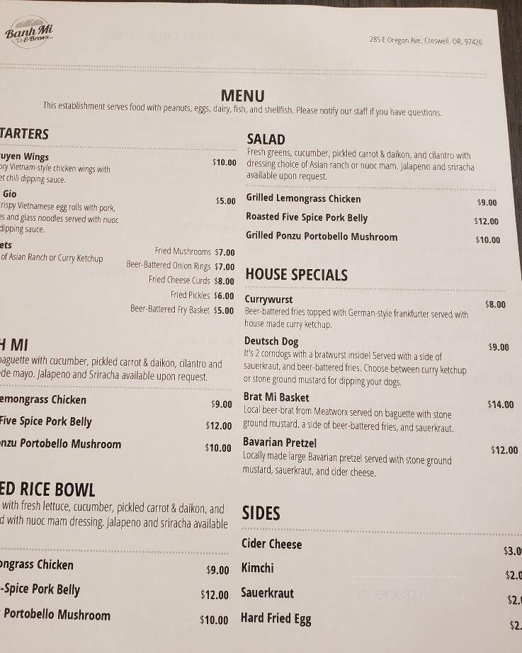Banh Mi & Brews - Creswell, OR menu_pic