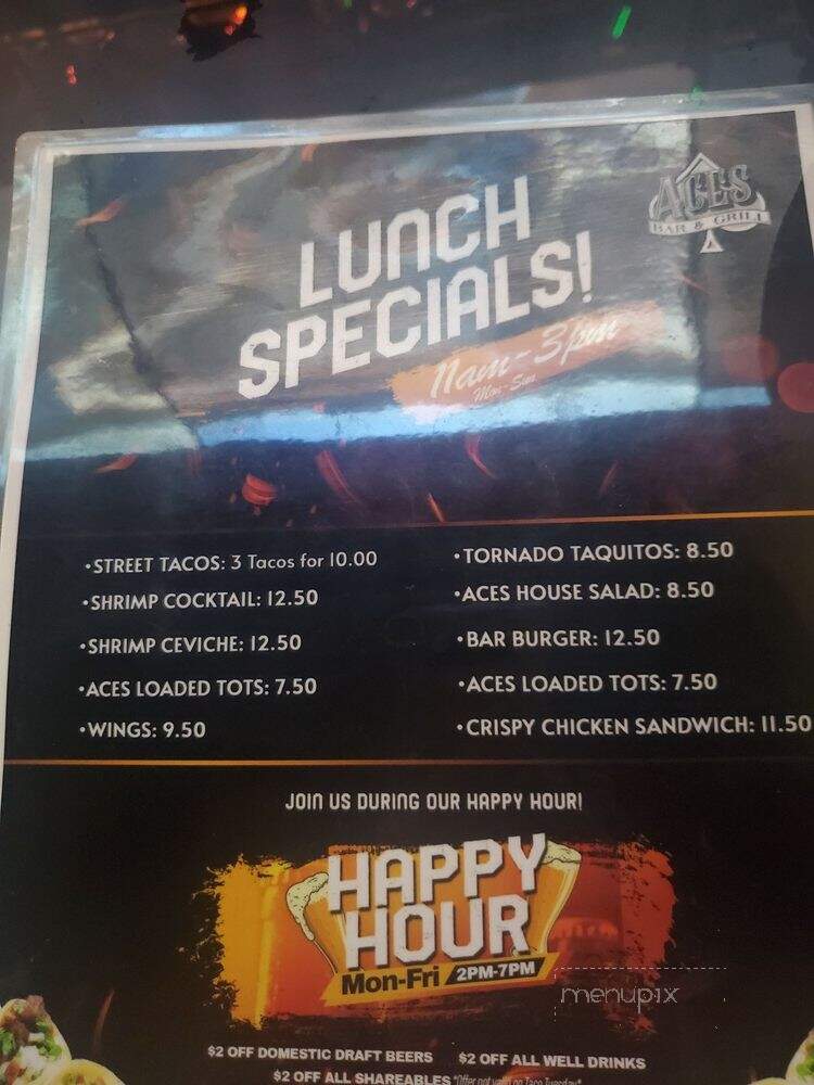 Aces Bar & Grill - Orange, CA menu_pic