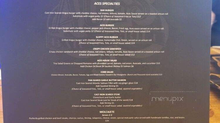 Aces Bar & Grill - Orange, CA menu_pic