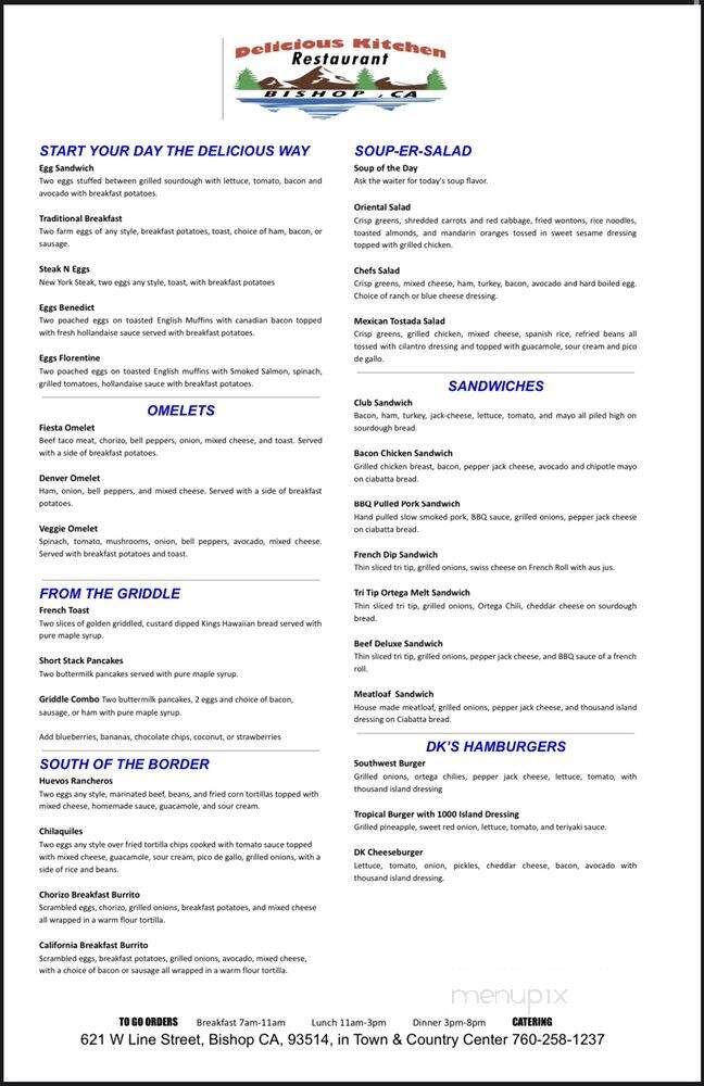 Delicious Kitchen - Bishop, CA menu_pic