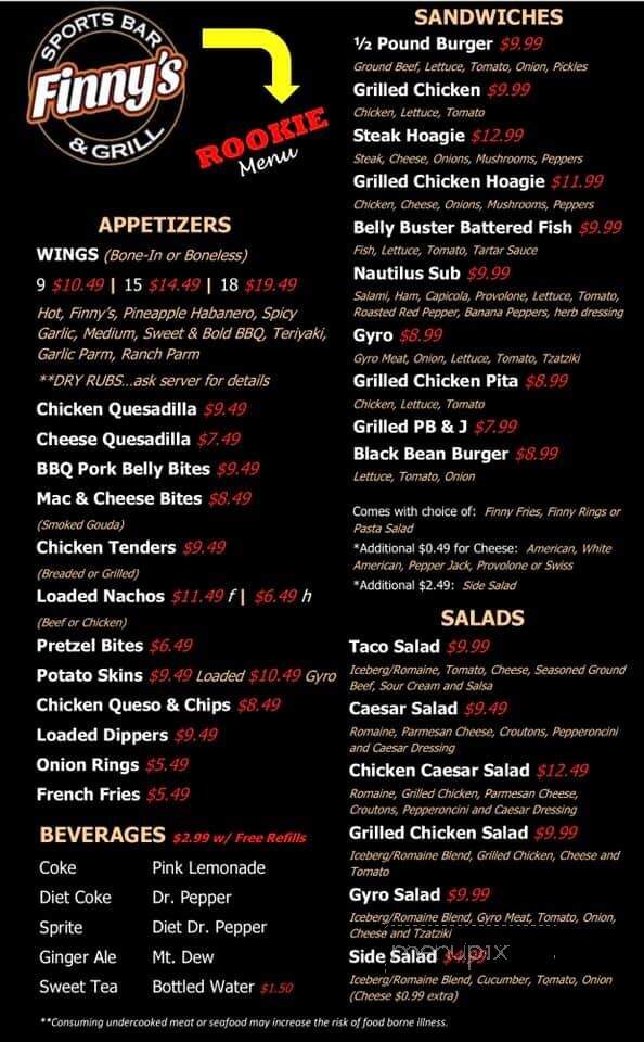 Finny's Sports Bar and Grill - Norton, OH menu_pic
