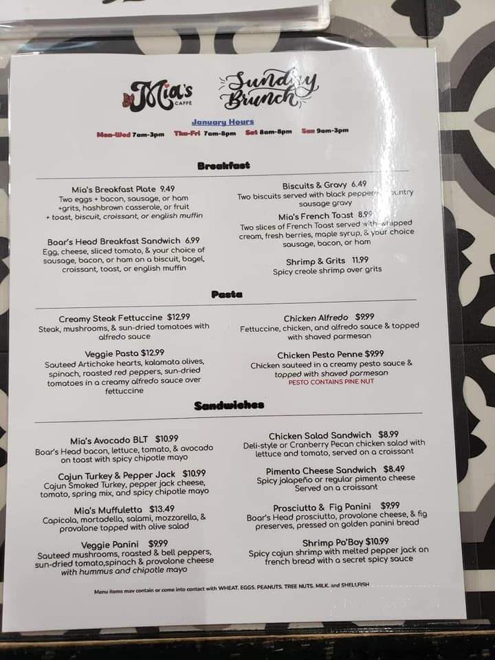 Mia's Caffe - Meridian, MS menu_pic