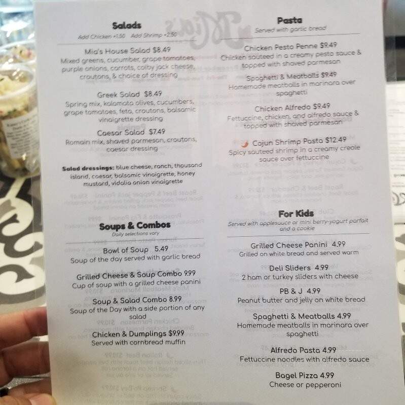 Mia's Caffe - Meridian, MS menu_pic