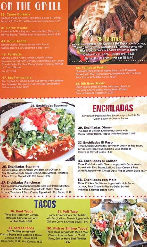 Online Menu of El Paso Tacos & Tequila, Victoria, TX