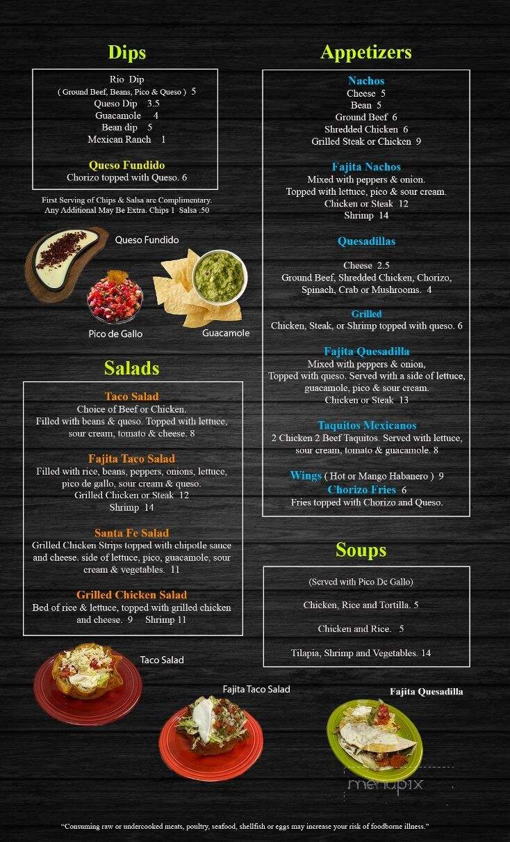 El Rio Mexican Restaurant - Oak Hill, WV menu_pic
