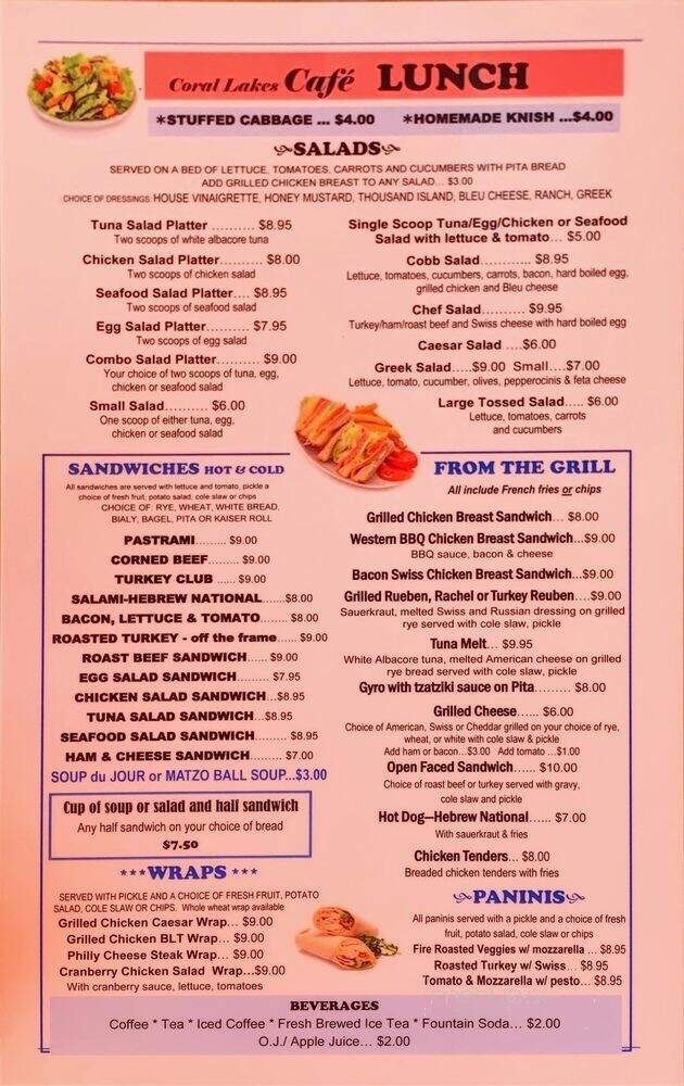 Coral Lakes Cafe - Boynton Beach, FL menu_pic