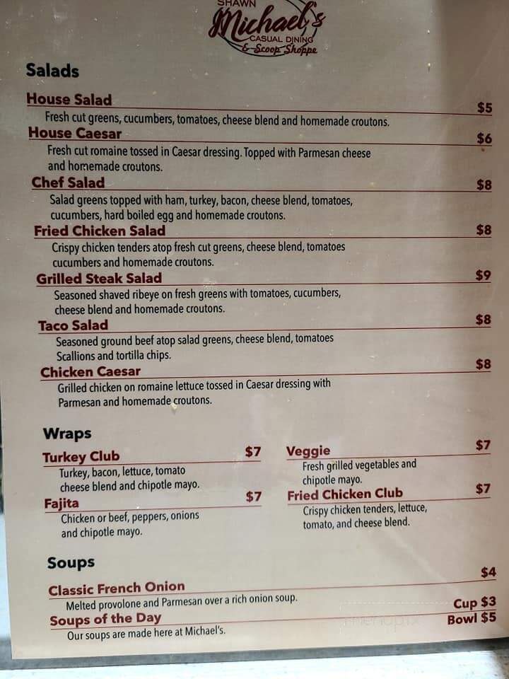Michael's Casual Dining - Galion, OH menu_pic