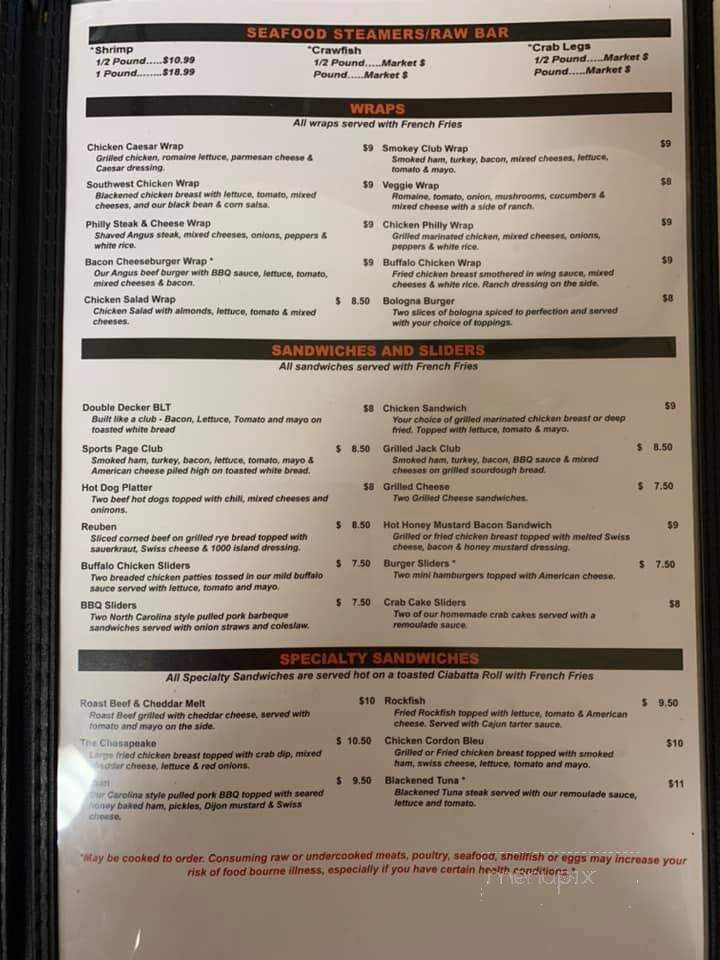 Squirrels Nest - Tappahannock, VA menu_pic